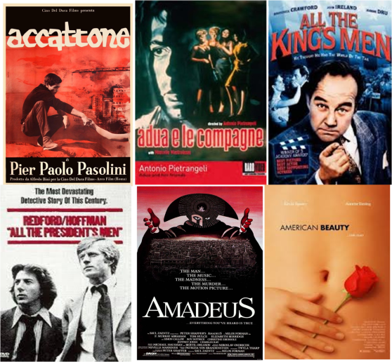 Accatone-Adua-El Político-Todos los Hombres-Amadeus-American Beauty