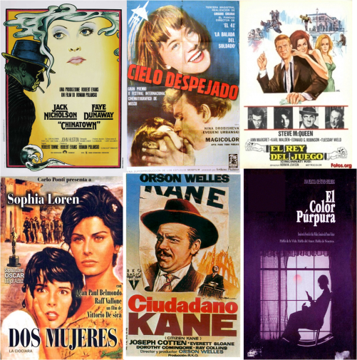 Chinatown-Cielo despejado-el rey del juego-Dos Mujeres-Ciudadano Kane-El Color Púrpura