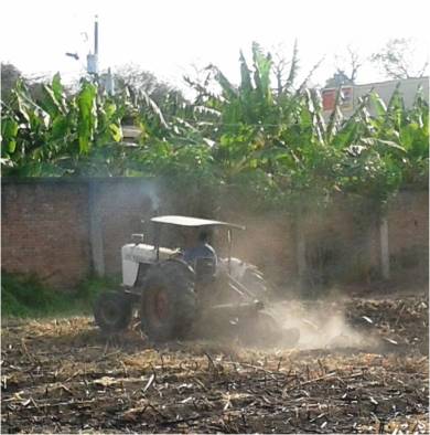 Labranza convencional y erosión evidente del suelo