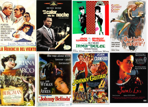 Afiches de La herencia del viento, En el calor de la noche, Irma la dulce, Qué bello es vivir!, Juana de Arco, Johnny Belinda, Johnny Guitar, Juana la Loca