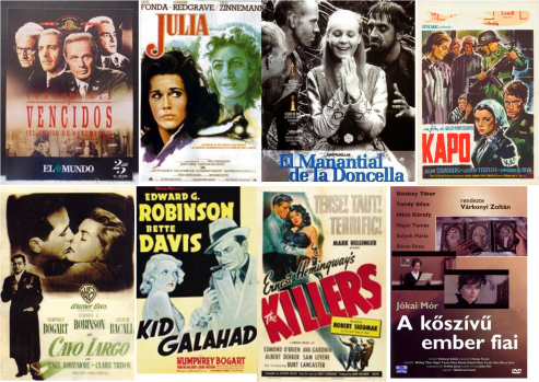 Afiches de Vencidos o Vencedores, Julia, El Manantial de la Doncella, Kapò, Cayo Largo, Kid Galahad, Forajidos, Los hijos del hombre de corazón de piedra