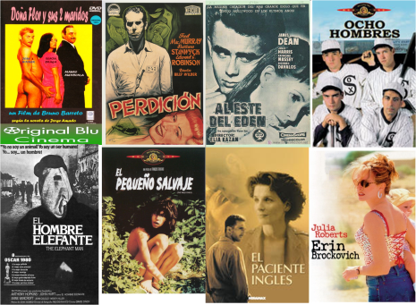 Afiches Doña Flor-Perdición-Al Este del-8 Hombres-El hombre elefante-El pequeño salvaje-El paciente inglés-Etin Brockovich