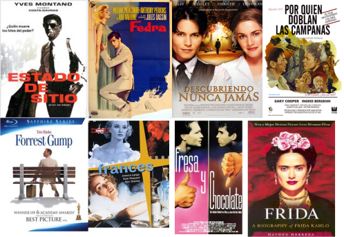 Estado de sitio-Fedra-Descubriendo nunca jamás-Por quién doblan las campanas-Forrest Gump-Frances-Fresa y chocolate-frida