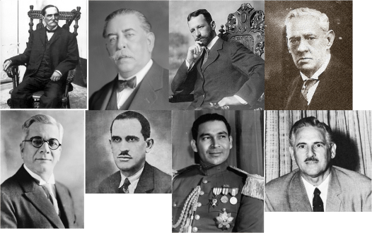 Presidentes cubanos electos Estrada Palma, José M. Gómez, García Menocal, Zayas, Machado, Grau San Martín, Batista y Prío Socarrás