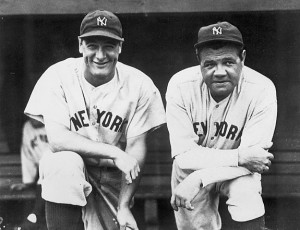New York Yankees Lou Gehrig and Babe Ruth - 1932.Baseball.