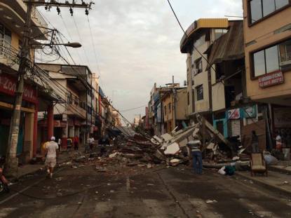 El centro de la ciudad de Portoviejo destruido por el terremoto