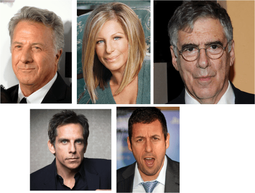Dustin Hoffman, Barbra Streisand, Elliott Gould, Ben Stiller y Adam Sandler casi siempre en papeles judíos en el cine