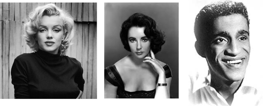Tres convertidos al judaísmo, Marilyn Monroe, Elizabeth Taylor y Sammy Davis Jr.