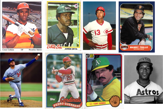 César Cedeño, Jorge Orta, David Concepción, Manny Trillo, Fernando Valenzuela, Pedro Guerrero, Tony Armas y Joaquín Andújar