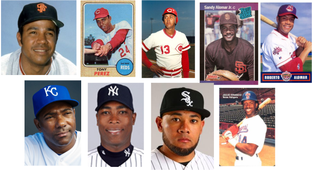 Los MVP latinos, Juan Marichal, Tany Pérez, David Concepción, Sandy Jr. y Roberto Alomar, Miguel Tejada, Alfonso Soriano, Melky Cabrera, Julio Franco