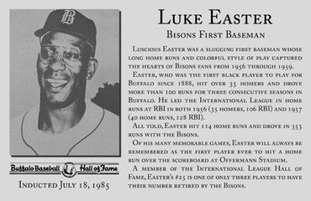 Placa a Luke Easter en Salón de la Fama de los Bisontes de Buffalo
