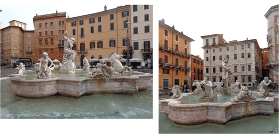 Fuente Neptuno y fuente del Moro