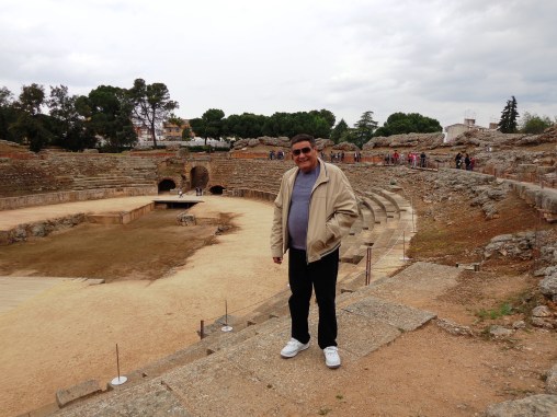 Yo en anfiteatro romano, Mérida
